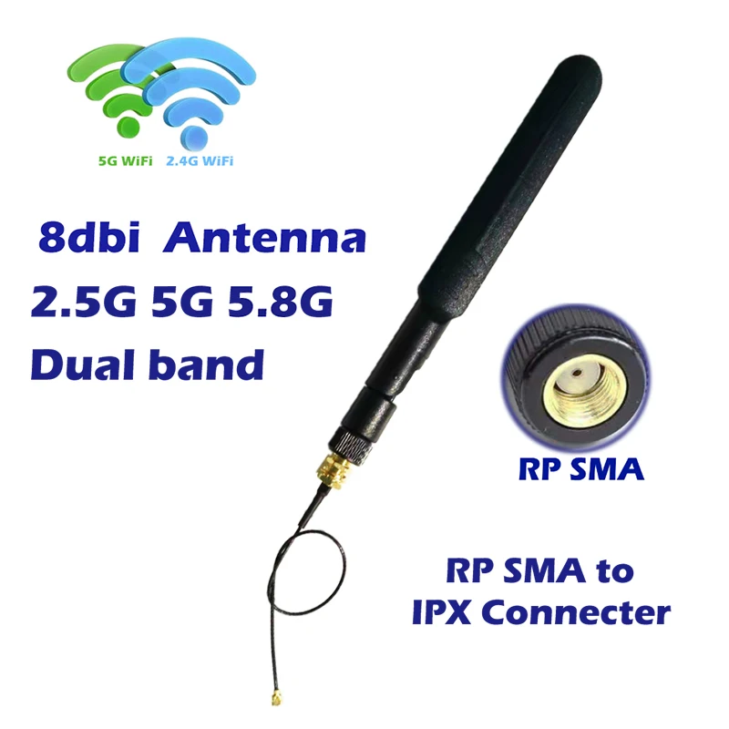 Antena de WiFi de doble banda de 20cm para Dron VANT FPV y PS4, Cable en espiral RP SMA de 2,4 GHz, 5GHz, 5,8 GHz, repetidor mifi