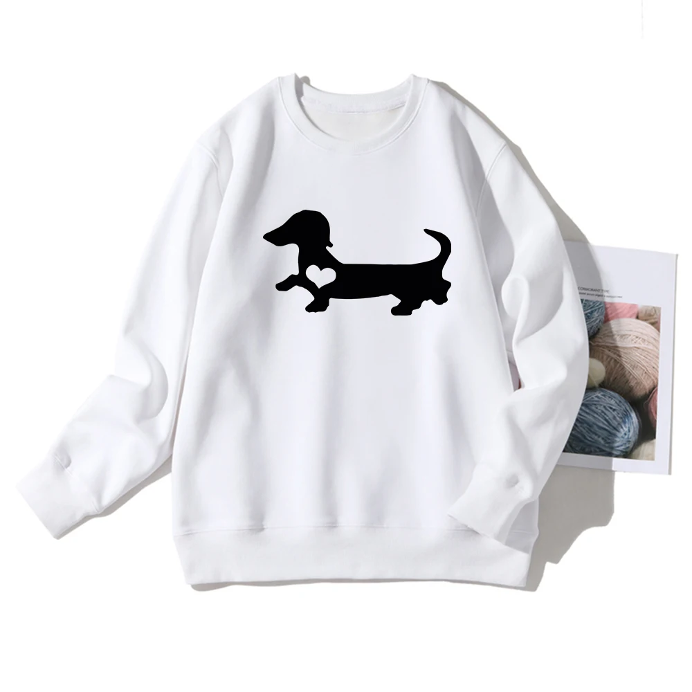 

Spring Autumn Oversize Women Hoodies American style Dachshund Print Jogging Sweatshirts Breathable Long sleeve O-neck Sportsuit