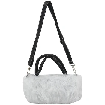 

Lady Girl Pretty Cute Lovely Plush Fur Hairy Handbag Shoulder Bag Messenger Bag (White)