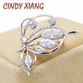 

CINDY XIANG Zircon Butterfly Brooches for Women Collar Pin Summer Brooch Copper Material Shining Jewelry