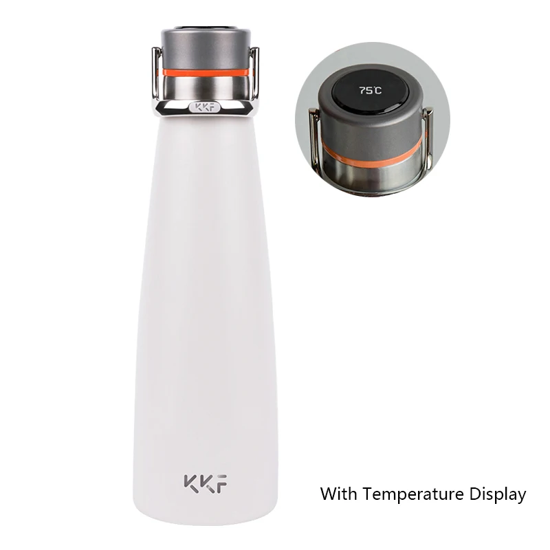 Новое обновление Xiaomi KKF умный термос дисплей температуры Вакуумная бутылка 24 h вакуумная фляга 475 мл туристическая кружка чашка из нержавеющей стали - Цвет: Smart Version White