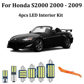 

4Pcs White Canbus led Car interior lights Package Kit for Honda S2000 2000 - 2009 led interior Map lights+License plate light