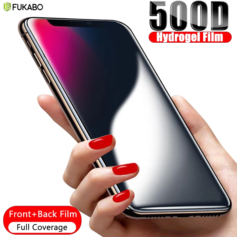 

B 500D Front+Back Full Cover Hydrogel Film For iPhone 11 Pro Max 7 8 6 6s Plus Screen Protector For iPhone XS Max X XR Not Glass