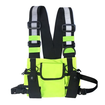 

Reflective Strip Shoulder Bags Chest Rig Bag Hip Hop Streetwear Men Functional Waist Packs Adjustable Pockets Waistcoat