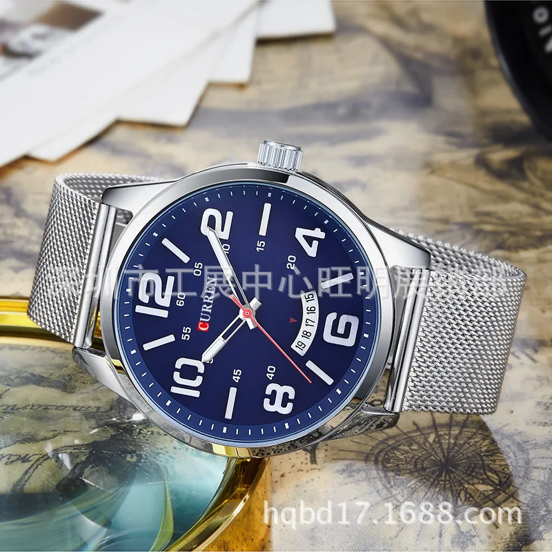 Curren/Karui En 8236 водонепроницаемые кварцевые наручные часы с ремешком-сеткой Популярные Бизнес часы унисекс с большим циферблатом