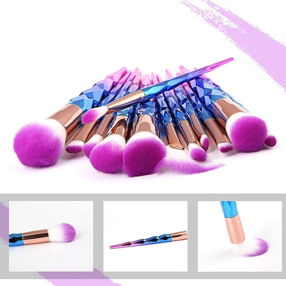 

12Pcs Mermaid Color Diamond Makeup Brushes Set with Bag Powder Foundation Eye Shadow Blush Blending Cosmetics Beauty Brush Kits