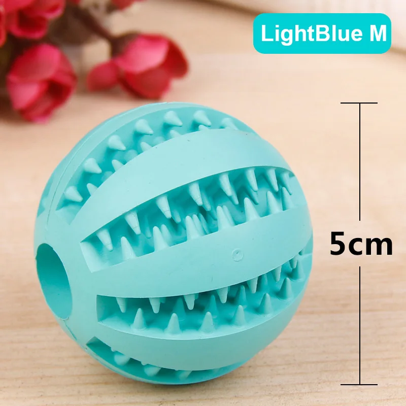 light blue Забавные игрушки для домашних животных, интерактивный эластичный шарик, жевательная игрушка для собак, Очищающий шарик от утечки пищи, резиновый мяч, мягкий мяч, игрушка - Color: light blue