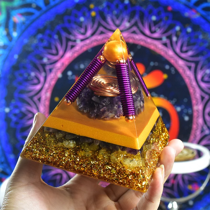 Nature Quartz Large Size Orgonite  Authent Chakra Accumulator For Abundance Orgone Pyramid Home Decoration