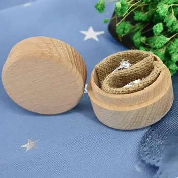 

DIY Handmade Ring Jewelry Storage Box Crafts Wooden Round Jewellery Case