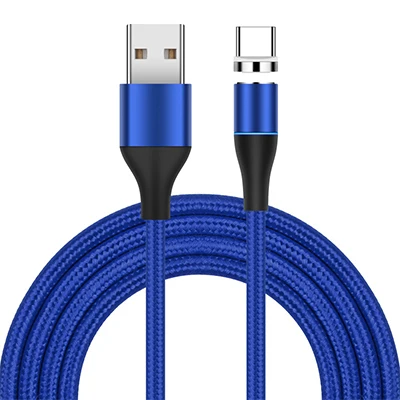 1 м 2 м 3A Магнитный кабель Micro USB зарядное устройство Тип C зарядный магнит шнур для телефона Лот - Color: Blue USB C Cable