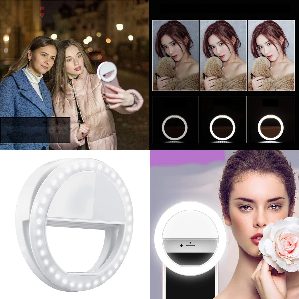 Dimmable LED Selfie Ring Light for Video Live Stream Makeup Portable Light