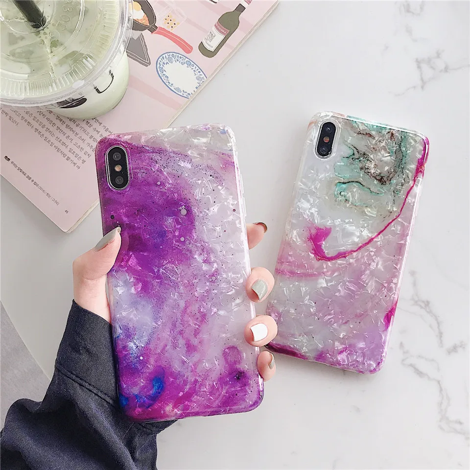 Colorful shell Mobile phone Marble cover fundas For Apple iPhone XR X 8 7 plus 6 6s XS MAX marble cases |