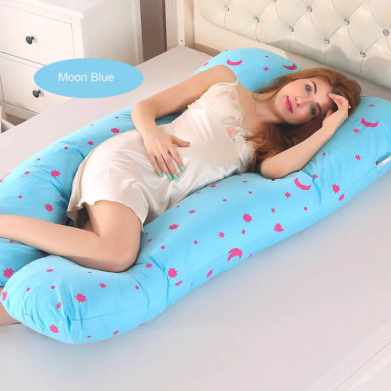 Cotton Moon U Форма Подушка для беременных и кормящих всего тела хлопковая наволочка подушки для беременных для спящий на боку Беременность Для женщин спальный Поддержка постельные принадлежности подушка для беременных - Цвет: Cotton Moon