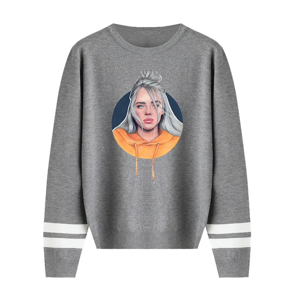 Новые модные вязаные свитера с круглым вырезом Billie Eilish, подходящие на весну и осень, мужские и женские свитера, Мужская и Женская Удобная