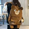 New Creative Cartoon Backpack Women Cute Bear Casual Backpacks Large Corduroy Embroidery Schoolbag For Teenage Student 2021 2