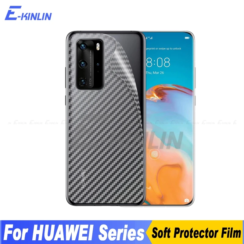 Задняя крышка из углеродного волокна Защитная пленка для Huawei P40 P20 P30 Pro Lite 5G E Plus