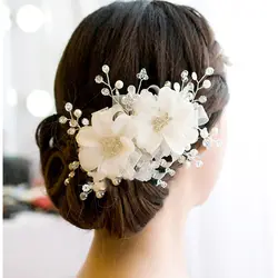 Свадебная булавка цветок аксессуары потрясающий Кристальный жемчуг бисер Свадебные шляпы ручной работы свадебные аксессуары для волос