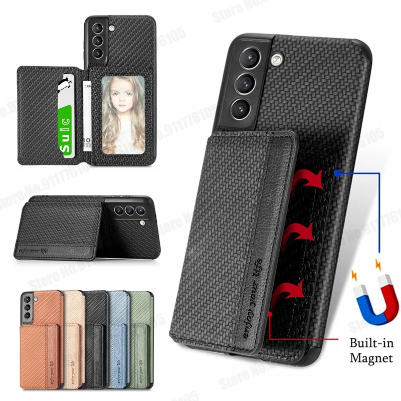 samsung silicone Wallet ID Card Holder Shockproof Case for Samsung S21 FE S21 S20 Ultra 5G Note 20 S10 Plus Magnetic Stand Phone Protective Cover samsung silicone cover