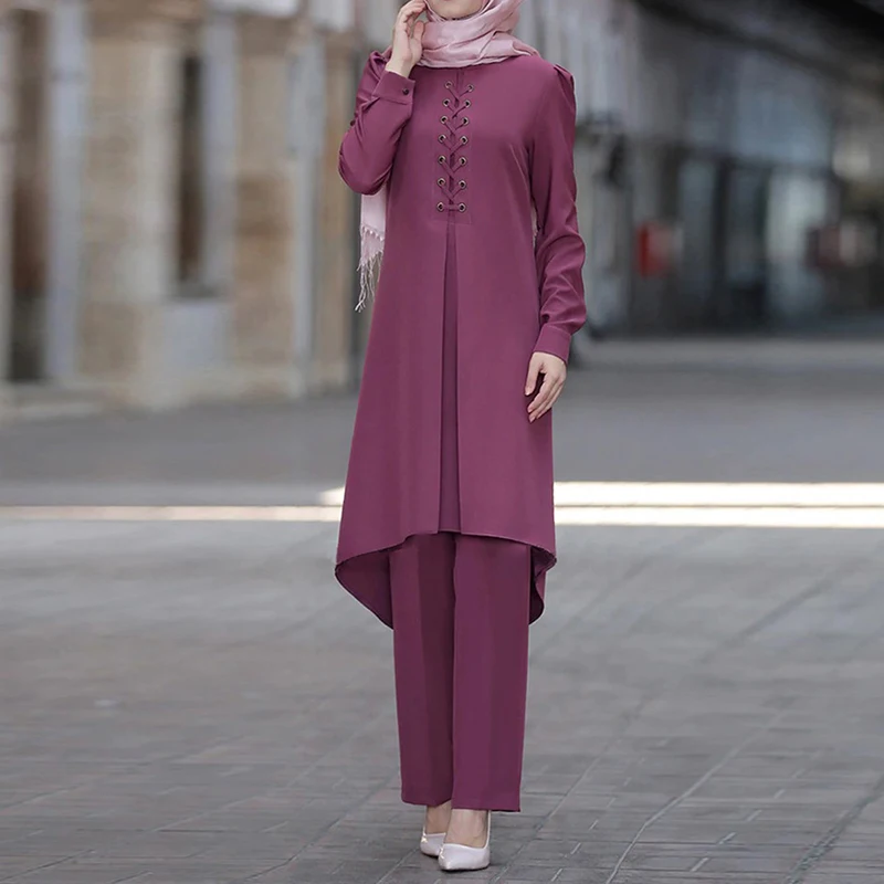 Ramadan Eid Mubarak Dubai Abaya Turkey Hijab Muslim Dress Sets Islam Clothing For Women Musulman Ensembles Kaftan Robe Femme