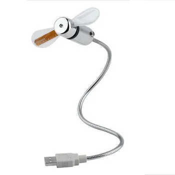 

USB Fan Flexible mini USB LED watch fan with real-time display function for desktop computers and laptops silver