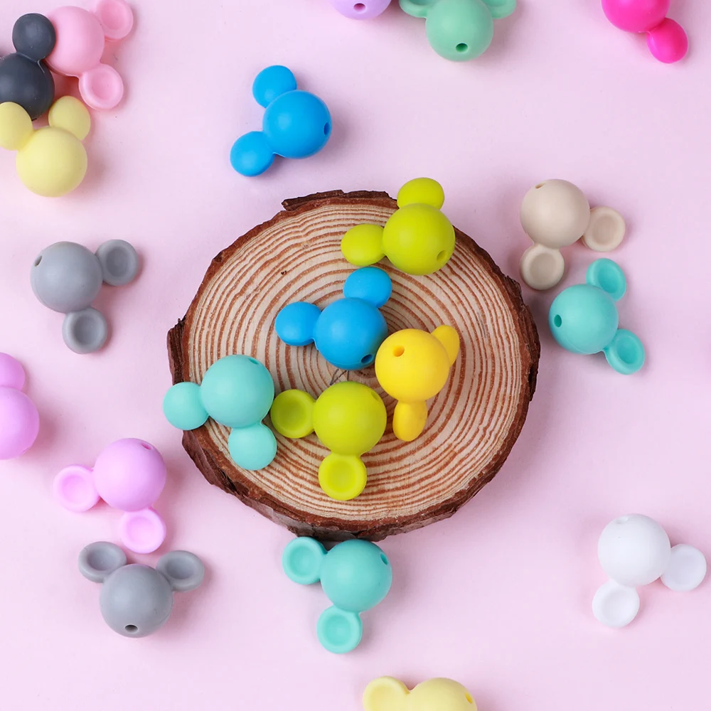 50 шт., силиконовые мини-прорезыватели с Микки Маусом, Детские Прорезыватели, жевательные, для кормления, для самостоятельного изготовления браслетов, детские товары