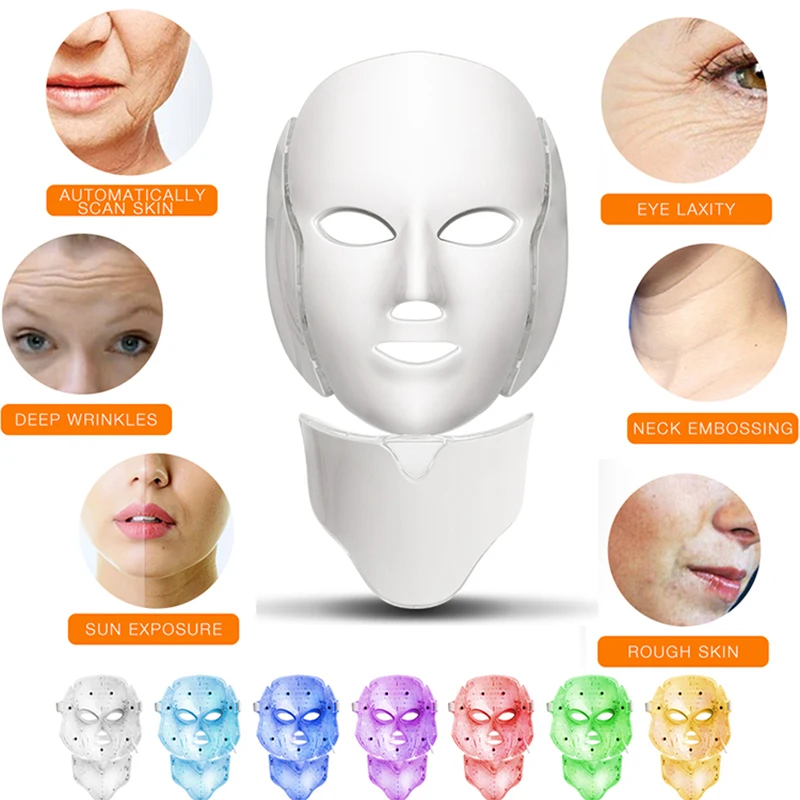  Color Light Led Mask Photon Skin Rejuvenation Anti Wrinkle Whitening Face Mask Therapy Acne Neck Be - 4000602353720