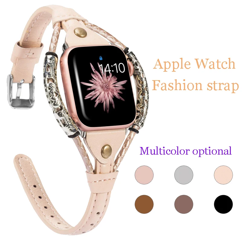 

Genuine Leather Strap for Apple Watch 38mm Band 42mm Belt 5/4/3/2/1 40mm 44mm metal Bracelet Watchband for Iwatch Accessories