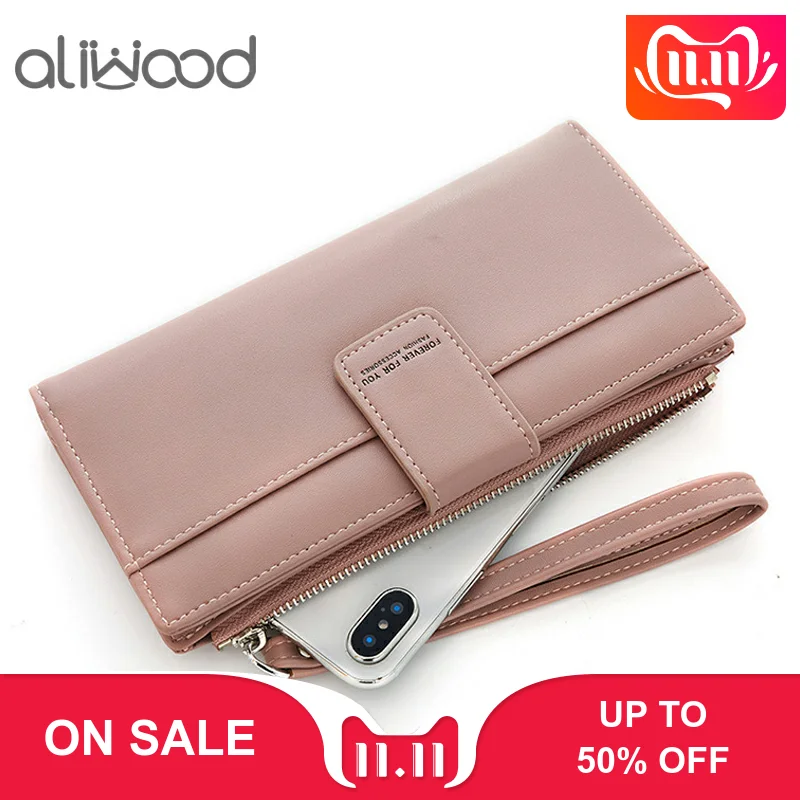 

aliwood High Quality Long Women Wallet Phone Pocket Casual Purse Zipper Coin Purses Female Wallet Clutch Card Holder Carteras