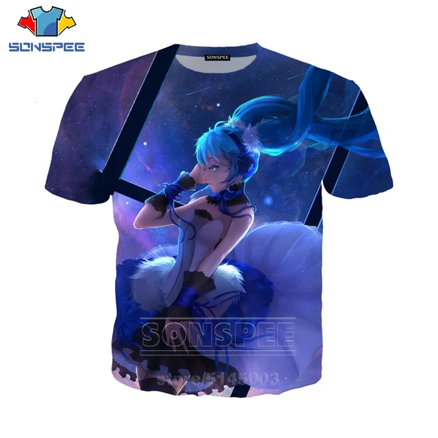 Hatsune Miku T Shirt Men Women Singer Sweatshirt 3D Print Anime Girl Short Sleeve Casual Street O Neck Hip Hop Top Pullover C091