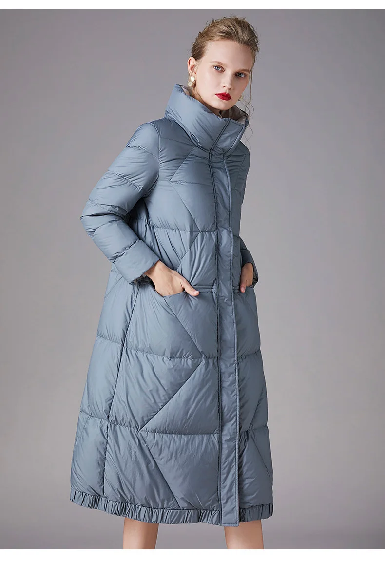 WOMEN'S Dress New Style Korean-style down Jacket Women's Mid-length 90 White Duck Thick Stand Collar WOMEN'S down Jacket Co