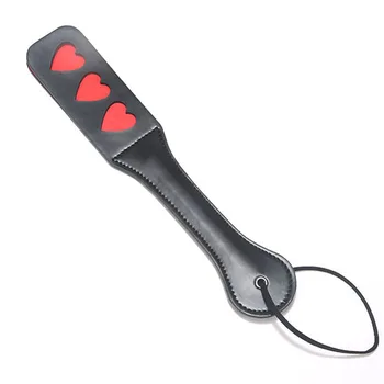 Heart STar SM Flog wide Spank Paddle Beat Submissive Slave Kinky Fetish Riding Crops Black BDSM Whip Torture Gear Sex Toy 4