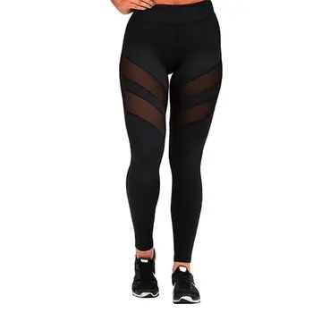 

Lady Bodycon Stretch Mesh High Waist Gym Leggings Sport Pants Trousers