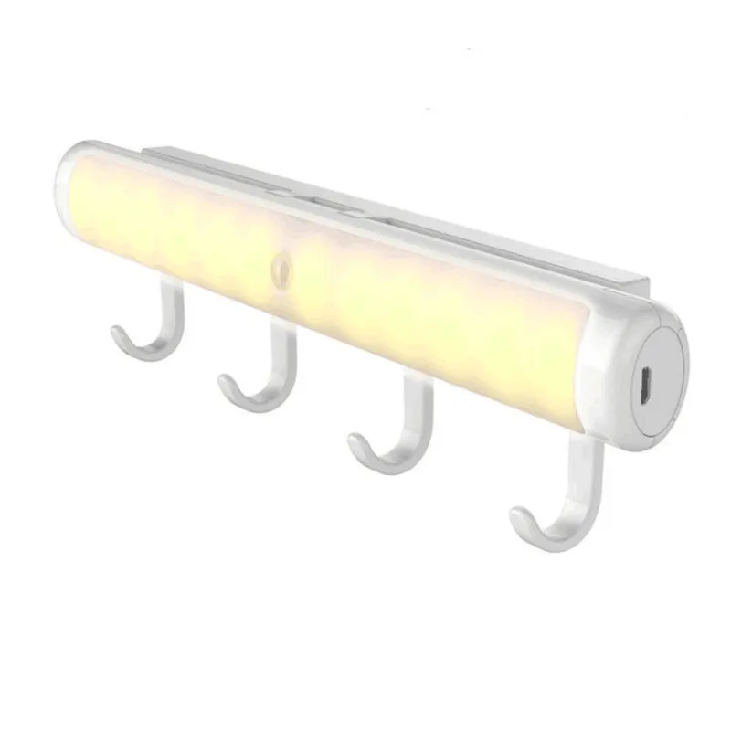 Индукционный шкаф для человеческого тела, светодиодный ночник с крюком, прикроватная лампа для коридора, освещение для гардероба, спальни, креативный дизайн - Испускаемый цвет: battery yellow