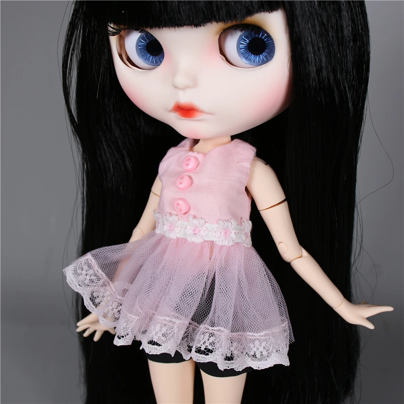 

ICY DBS Blyth doll licca body summer clothes pink dress with lace short pants anime suit girls gift