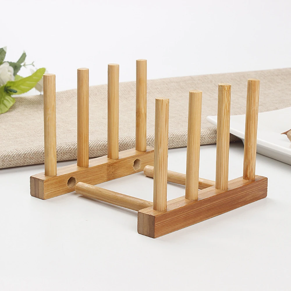 

Bamboo Dish Rack Drainboard Drying Drainer Storage Holder Stand Kitchen Bowl Cabinet Organizer Wooden Lacquered Pot Lid Shelf