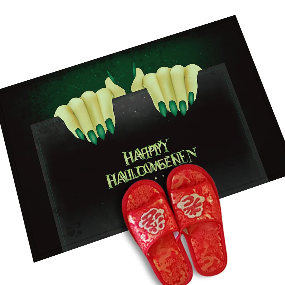 Green-Handed Monster 1 pc Halloween creative door mat ghost festival pad water absorption anti-skid baby velvet bathroom carpet mat 40*60cm/45*70cm - Color: Green-Handed Monster
