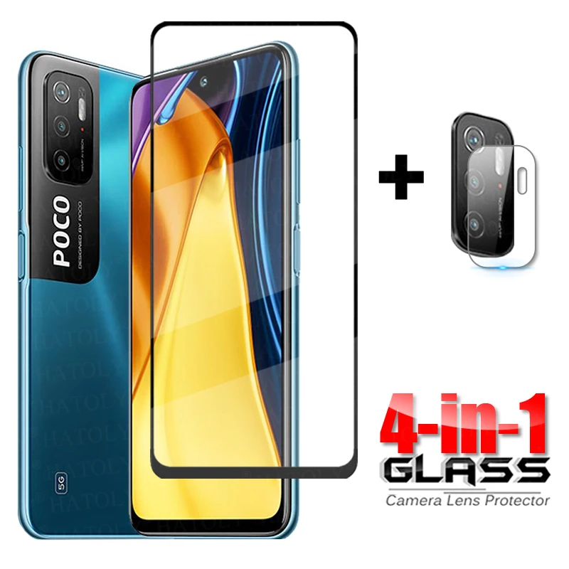 4-в-1 стекло на Poco M3 Pro 5G Защитная пленка для экрана из закаленного стекла Xiaomi X3 NFC F3