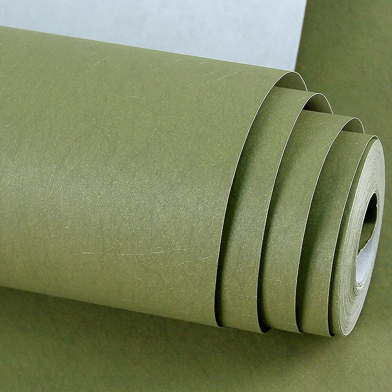 Одноцветная шелковая текстура настенная бумага натуральный зеленый сплошной цвет Нетканая настенная бумага рулон домашнее украшение
