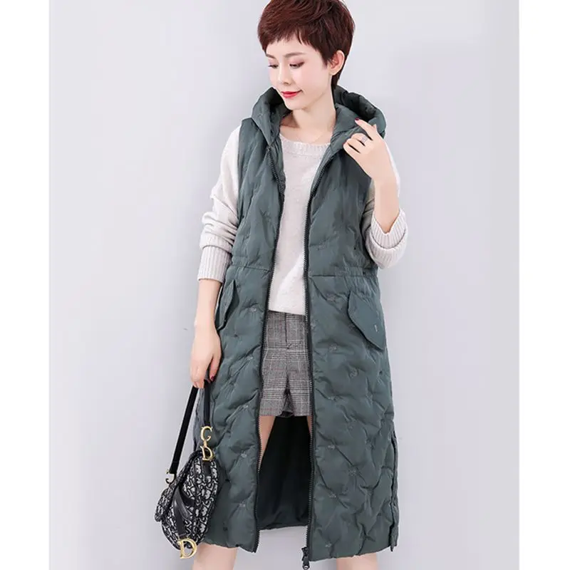 

2019 Vest Autumn and Winter Coat New Large Size Loose Cotton Waistcoat Jacket Thick Hooded Warm Vest Black