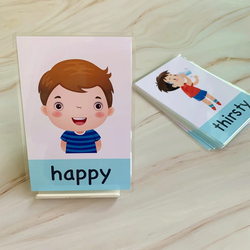 Crianças dos Desenhos Brinquedos para Crianças Jogo de Memória Montessori Bebê Inglês Aprendizagem Cartões Animados Emoção Flash Cartão Brinquedo Educacional Cedo 14 Pçs 4 Online shopping