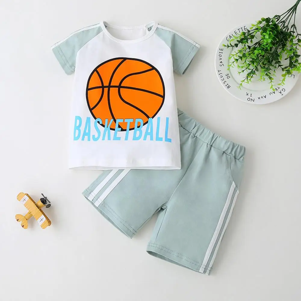 2020 Summer Children Sets Fashion Boys Short Sleeve O Neck Print Basketball Football Pants Cute Girls Clothes 12M-5T | Детская одежда и