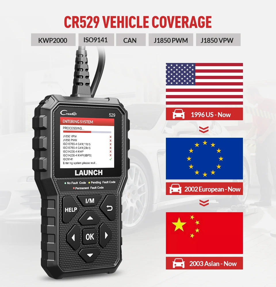 New launch Creader 529 OBD2 Scanner Automotive Diagnostic Tool OBDII Code Reader Fault Code Read OBD Scan DIY Code Reader CR529 cheap car inspection equipment