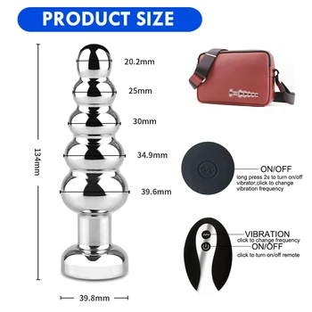10 Speed Vibrator Metel Anal Beads Vibration Butt Plug USB Rechargeable Wireless Remote Control Prostate Massager ass sex toy 6