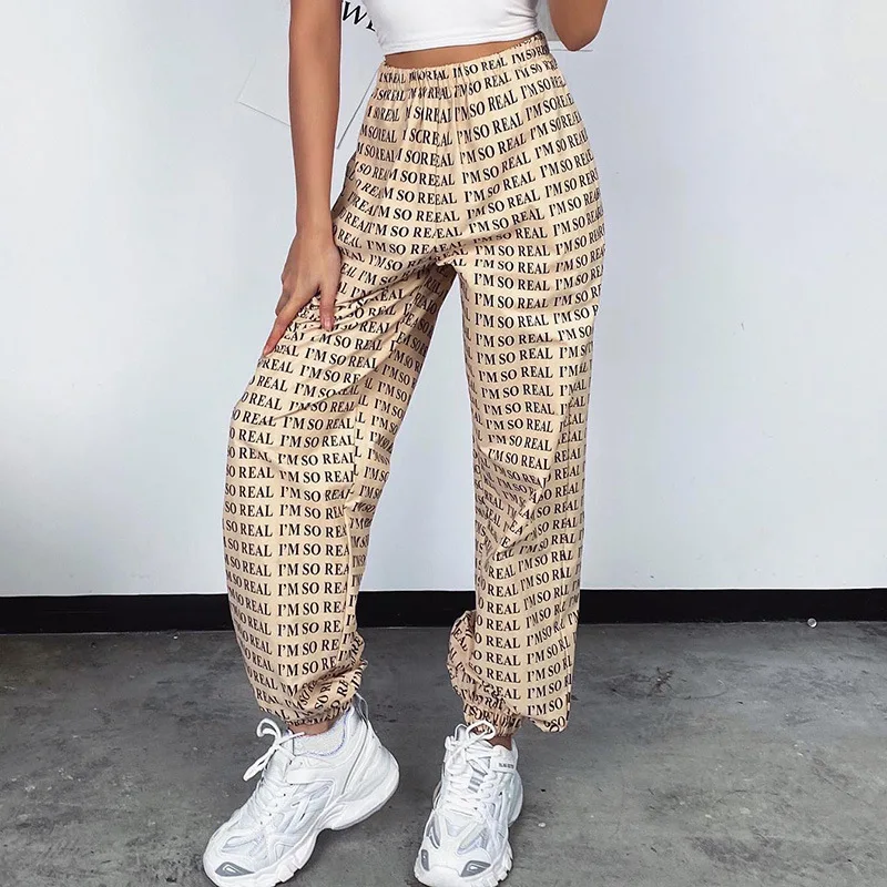 

Letter Print Joggers Women Sweatpants Cargo Pants Woman High Waist 2020 Summer Loose Sweatpants Women Casual Cotton Trousers Hot