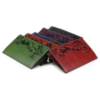 

Leather clutch bag multifunctional thin female wallet new retro long wallet oil wax imported cowhide mobile phone bag
