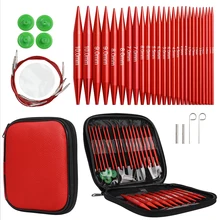 

Aluminum Circular Knitting Needles Set Interchangeable Crochet Needles with Red Color Case for Any Crochet Patterns & Yarns CK