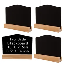 Mini tableau noir Double face en bois, 4 pièces, tableau d'affichage de Menu avec Base
