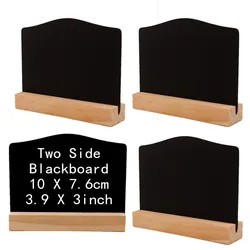Mini pizarra de doble cara de 4 piezas, tablero de mensajes de madera, portátil, menú de sobremesa, pantalla de pizarra con Base