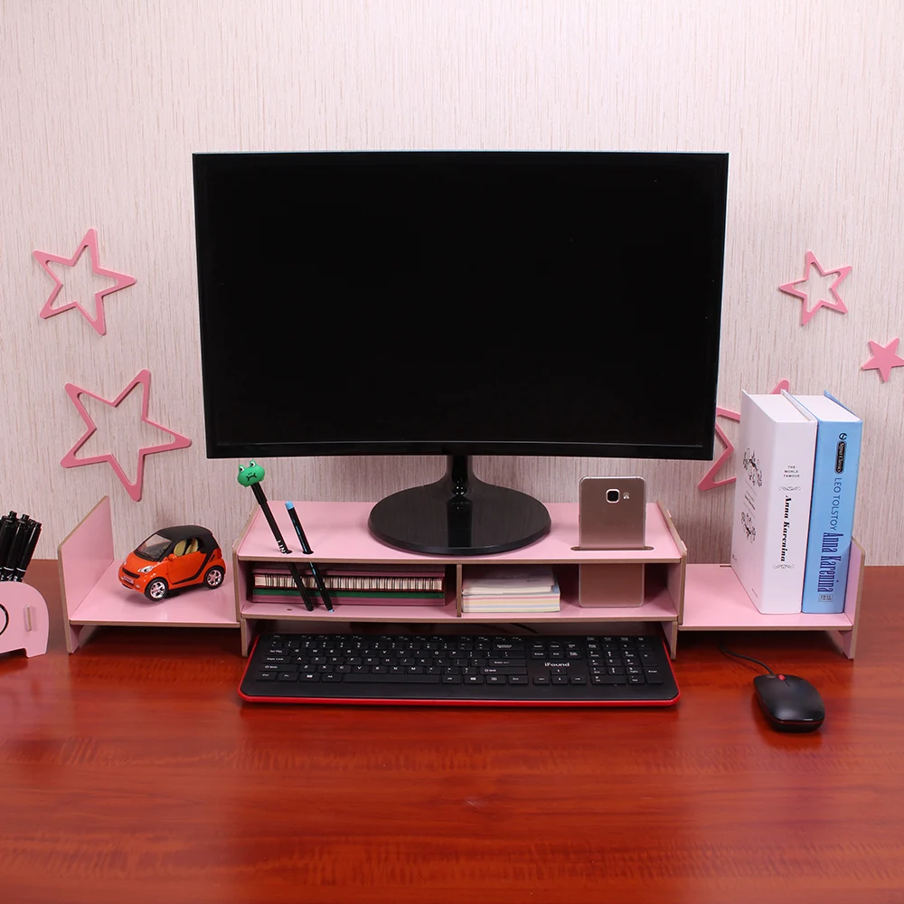 

DIY Multipurpose Desk Organizer Monitor Stand Riser Large Desk Organizer Wood Transformable Design for Office School Home