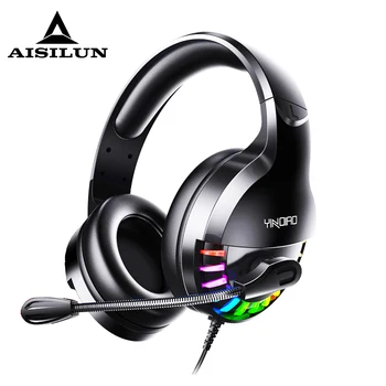 

Portable Headset Line Control Volume Game Headphone with Microphone Colorful Lights Electric Headset for Desktop/Notebook/phone